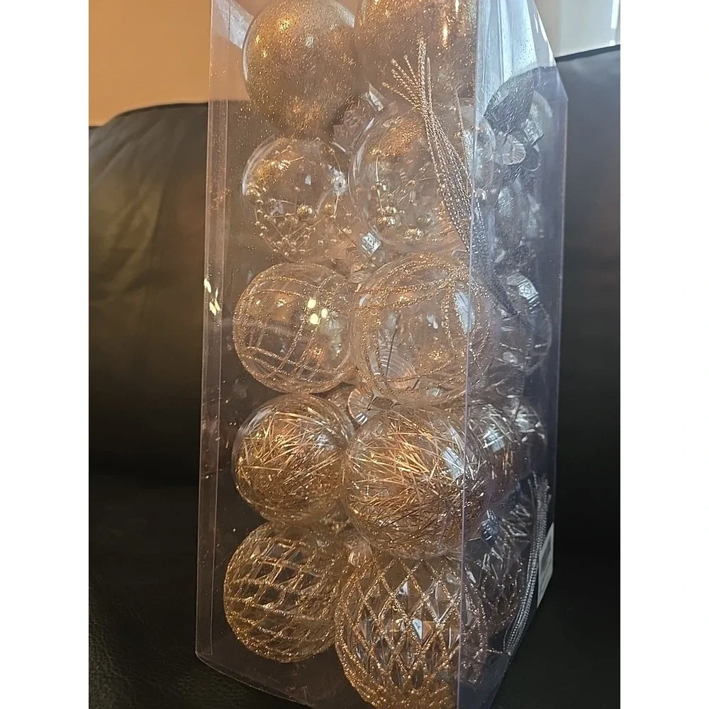 Clear Plastic Christmas Ball Ornaments, 30Ct‎ 2.36 Inch Silver Balls for Tree